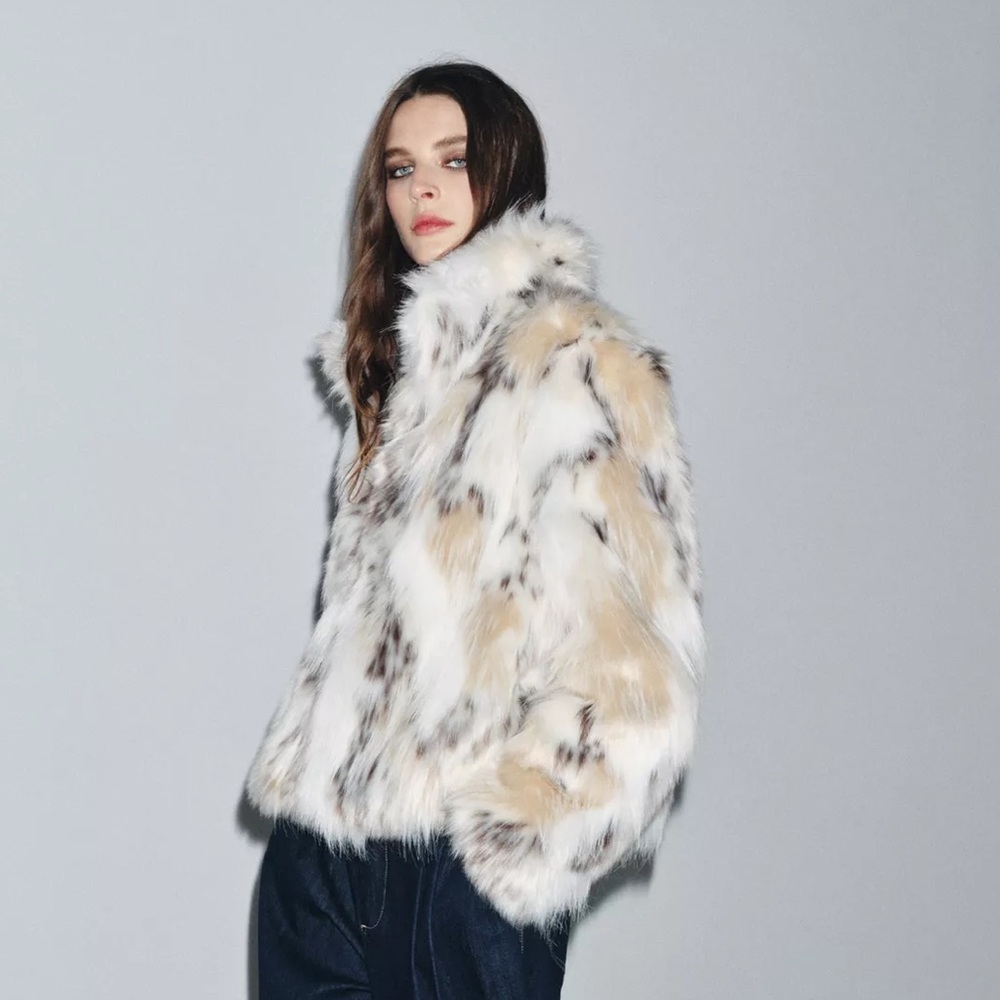 Zara Faux Fur Jacket in Leopard